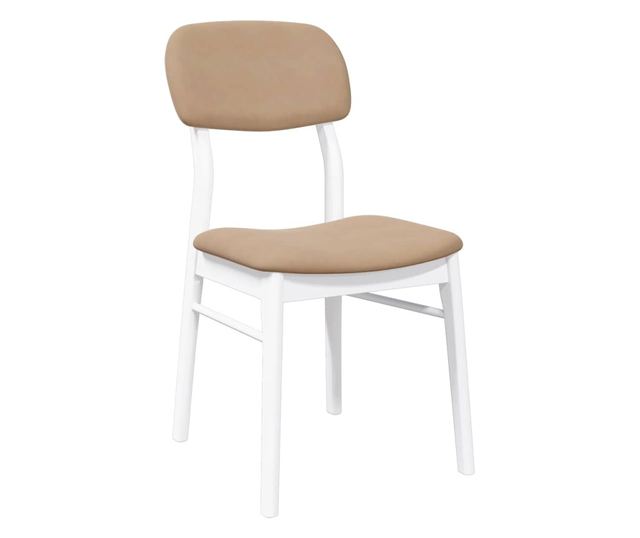 Jedilni stoli z blazinami, 2 kosa, masiven les kavčukovca, bela