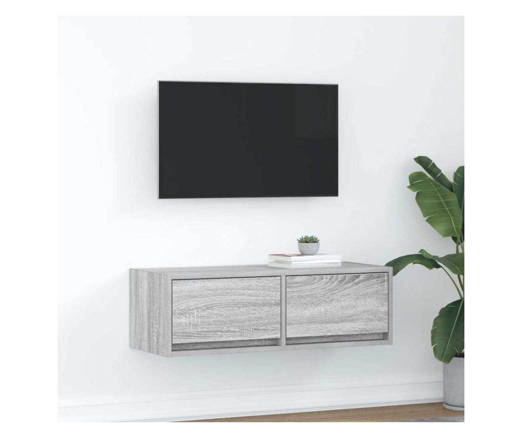 ТB шкаф, сив сонома, 80x31x25,5 см, инженерно дърво - 2