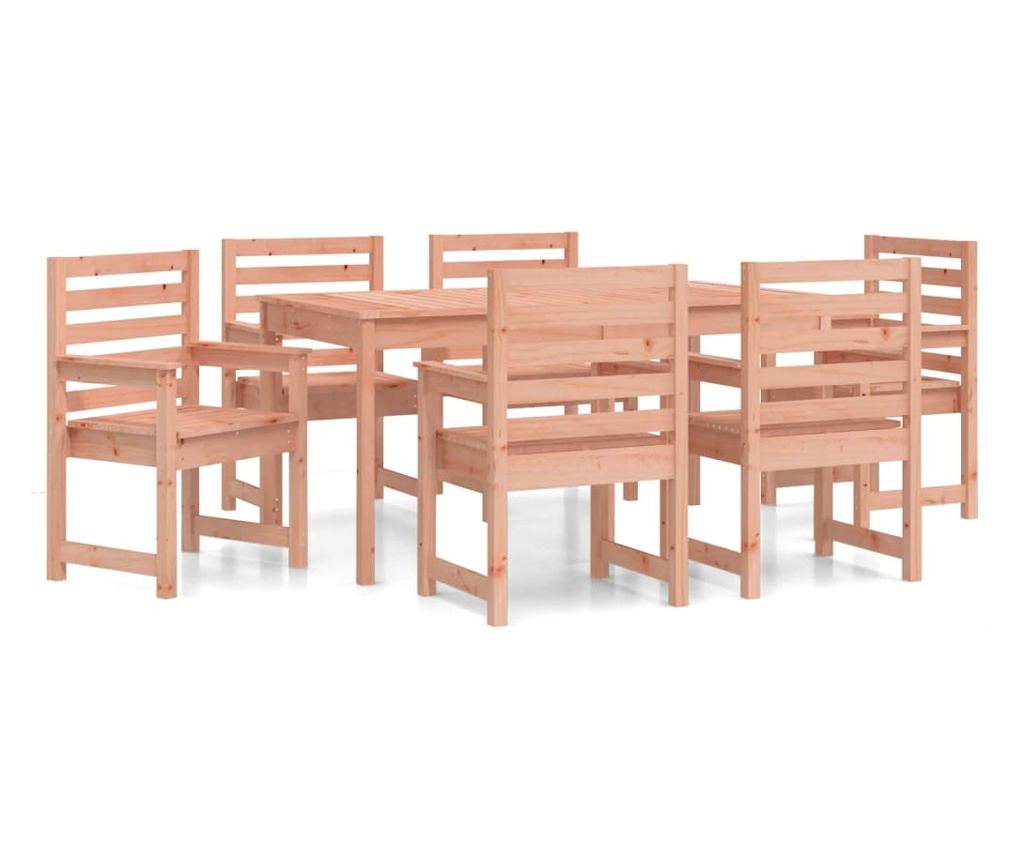 Градински комплект маса, 7 части, масивна дървесина Дуглас - 2