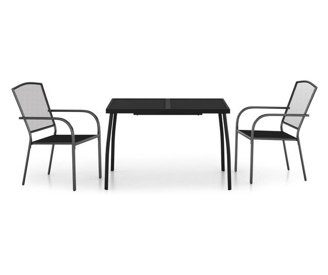 Градински комплект за хранене, 3 части, антрацит, стомана