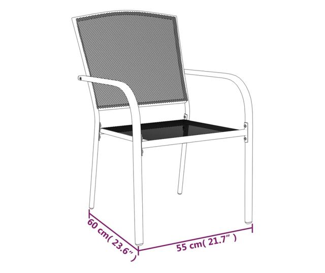 Градински комплект за хранене, 3 части, антрацит, стомана