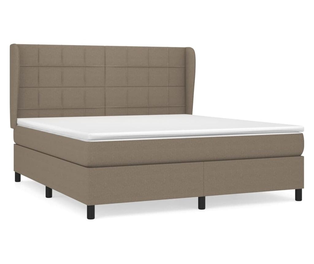 Box spring κρεβάτι με στρώμα, ταμπά γκρι, 160x200 εκ. υφαντό υλικό - 2