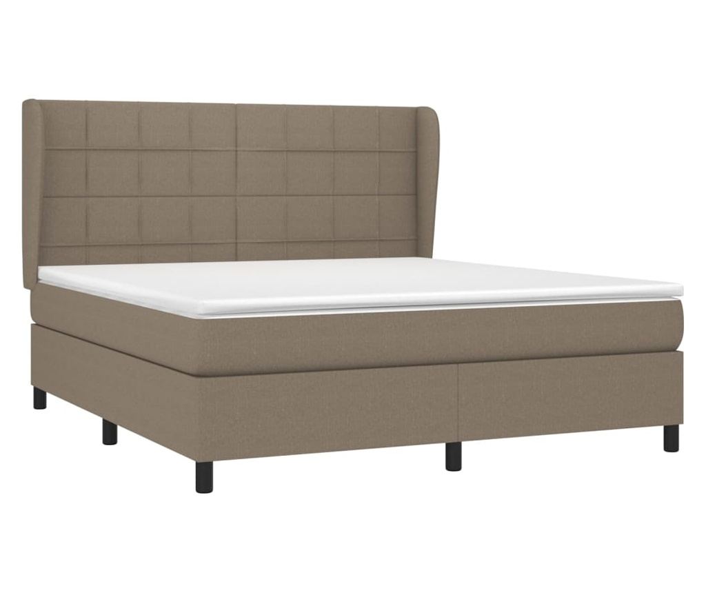 Box spring κρεβάτι με στρώμα, ταμπά γκρι, 160x200 εκ. υφαντό υλικό - 3