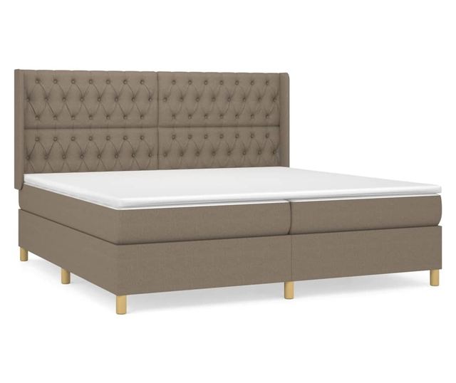 Боксспринг легло с матрак, таупе сиво, 200x200 см, текстил