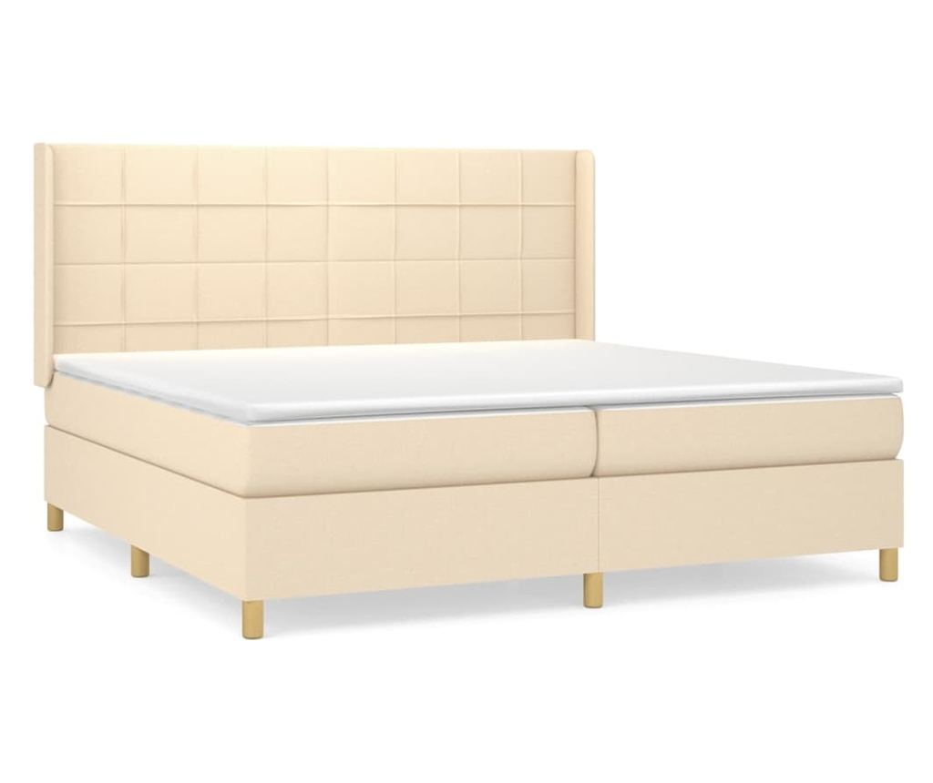 Боксспринг легло с матрак, кремаво, 200x200 см, текстил - 2