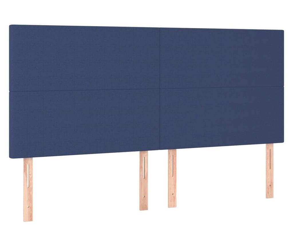 Континентално легло с матрак, синьо, 160x200 см, плат - 6