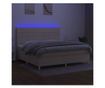 Пружинно легло с матрак и LED, кремаво, 200x200 см, текстил
