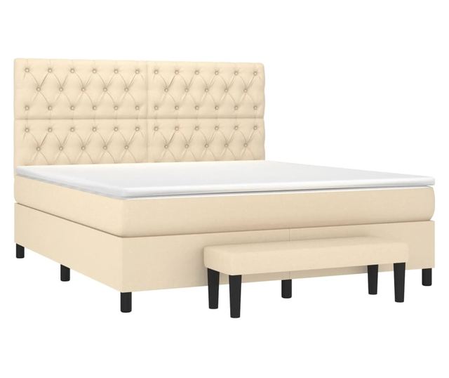 Боксспринг легло с матрак, крем, 160x200 см, текстилен материал