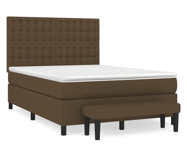 Континентално легло с матрак, тъмнокафяво, 140x200 см, текстил