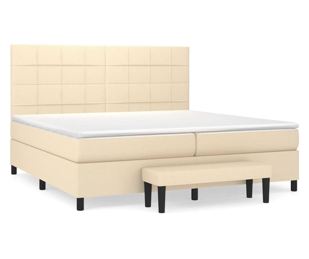 Boxspring ágy matraccal, krém, 200x200 cm, textil - 2