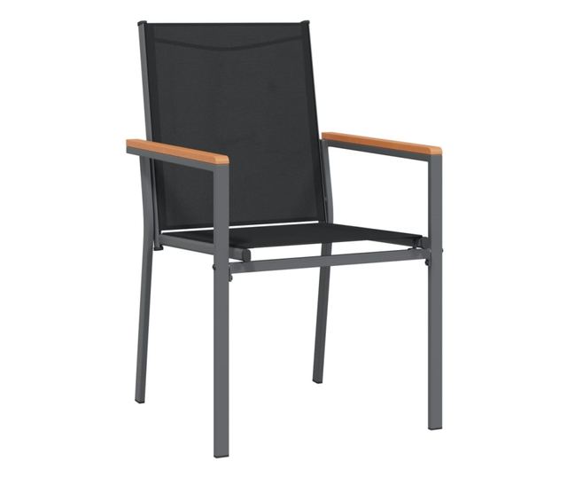 Градински комплект мебели, 5 части, Черен, Текстилен и Стомана