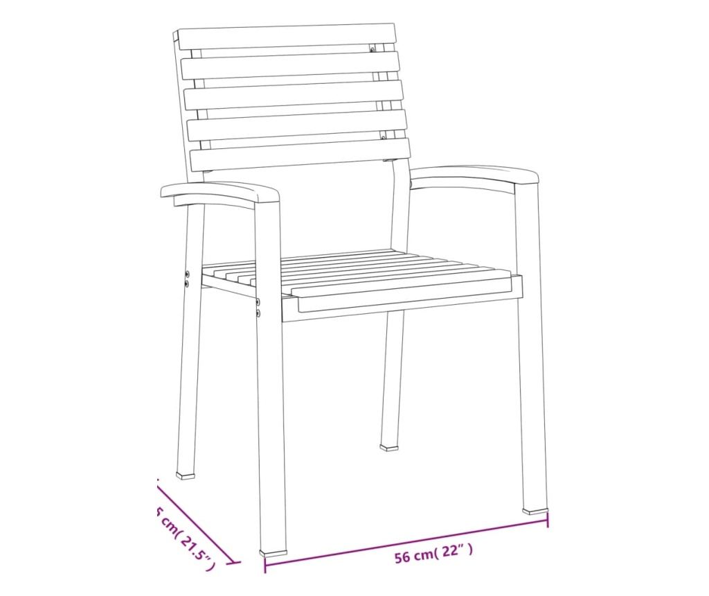 Градински комплект мебели, 5 части, масивно акациево дърво и метал - 9