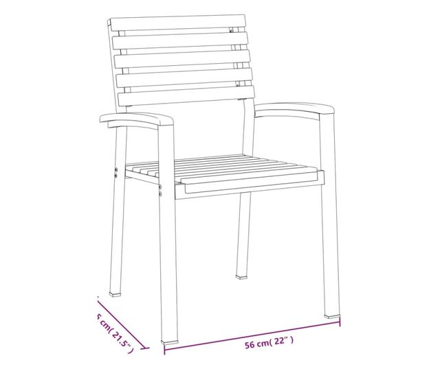 Градински комплект мебели, 7 части, масивна акациева дървесина и метал