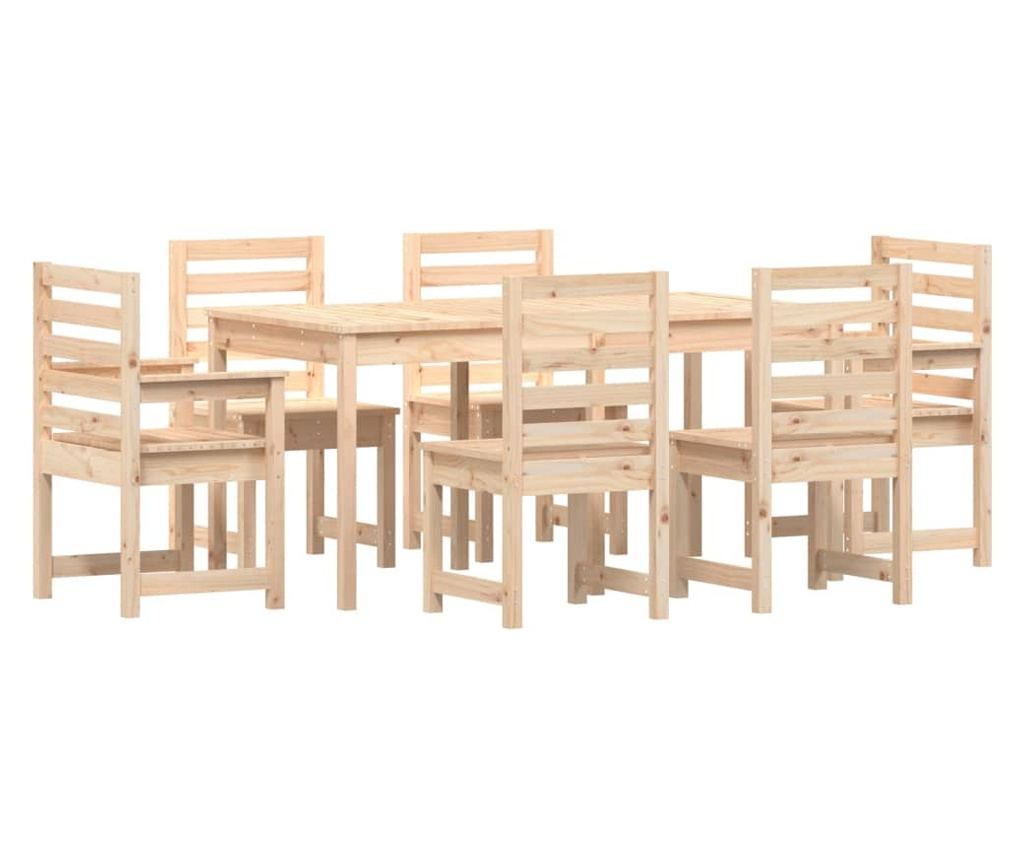 Градински комплект маса, 7 части, масивна борова дървесина - 5