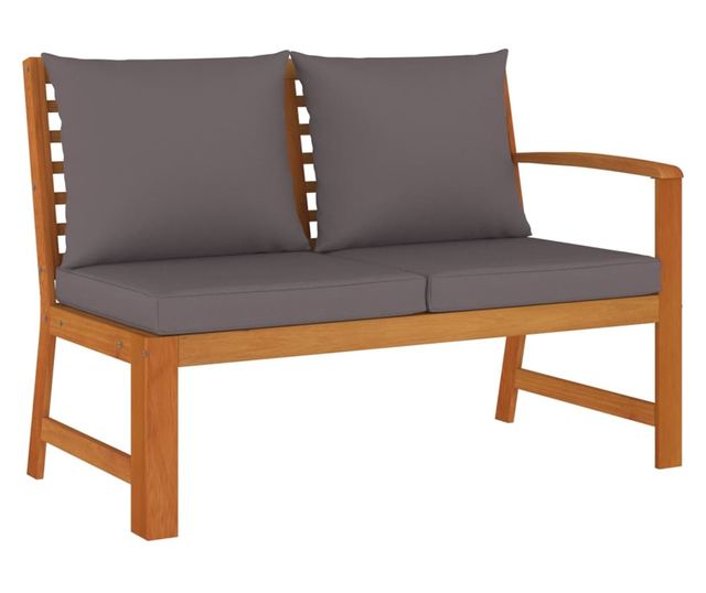 Градински комплект с възглавници, 6 части, масивно акациево дърво