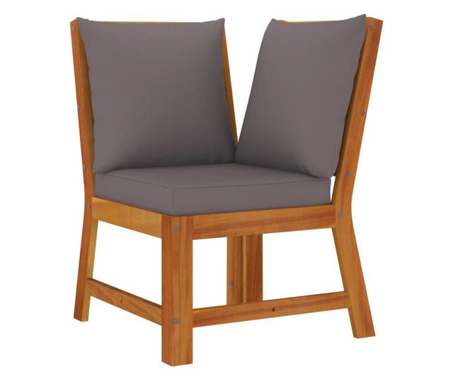 Градински комплект с възглавници, 6 части, масивно акациево дърво