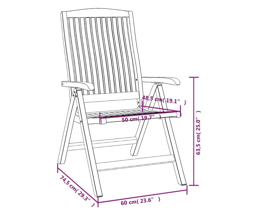 Комплект градински мебели, 3 части, масивно тиково дърво - 8