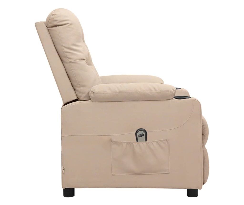 Електрически реклайнер фотьойл, кремав, текстилна материя - 4