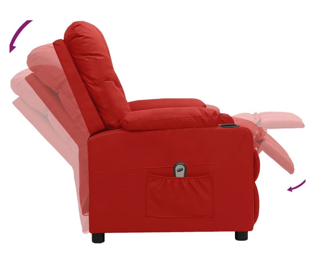 Električni naslanjač, vinska rdeča, umetno usnje - 6