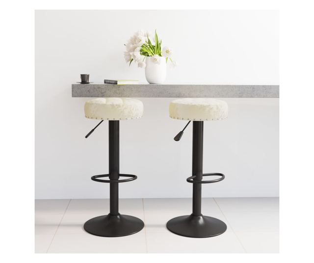 Barski stoli, 2 kosa, kremni, žamet