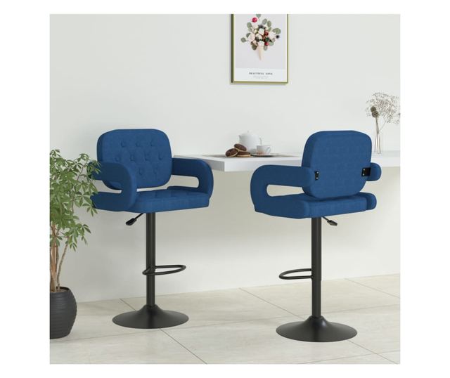 Barski stoli, 2 kosa, modri, blago