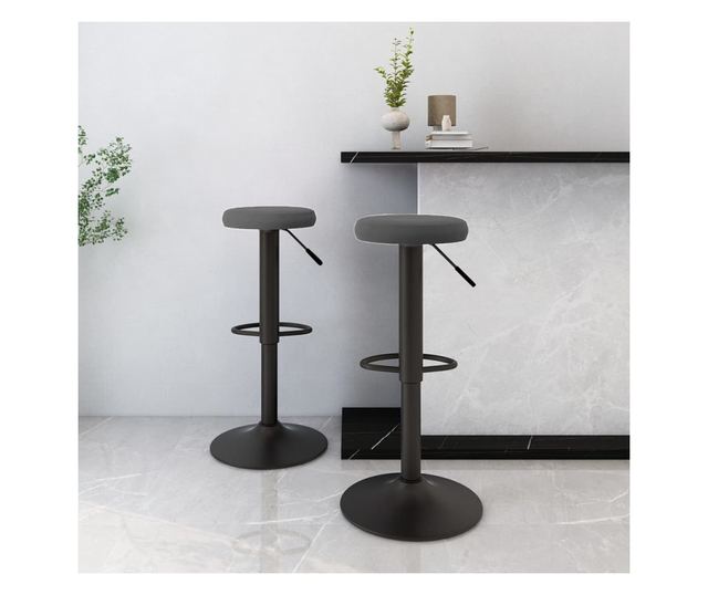 Barski stoli, 2 kosa, temno siva, žamet