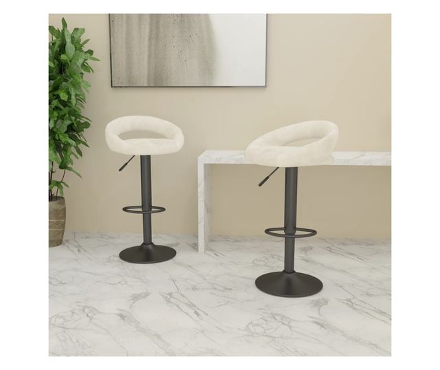 Barski stoli, 2 kosa, kremni, žamet