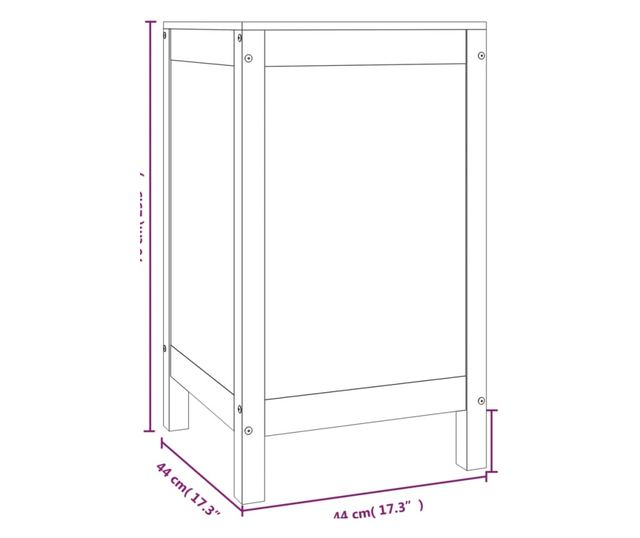 Шкаф за пране, 44x44x76 см, масивна борова дървесина