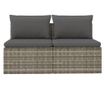 Градински диван за двама със сиви възглавници, полиратан thumbnail 4
