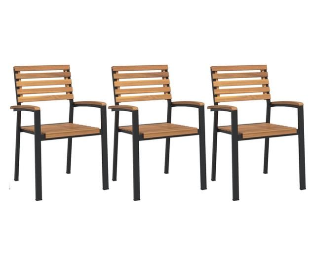 Градински комплект мебели, 9 части, масивно акациево дърво и метал