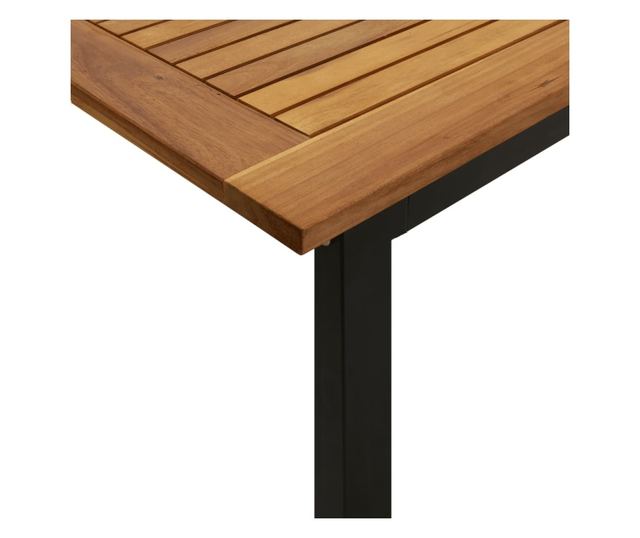 Градински комплект мебели, 9 части, масивно акациево дърво и метал