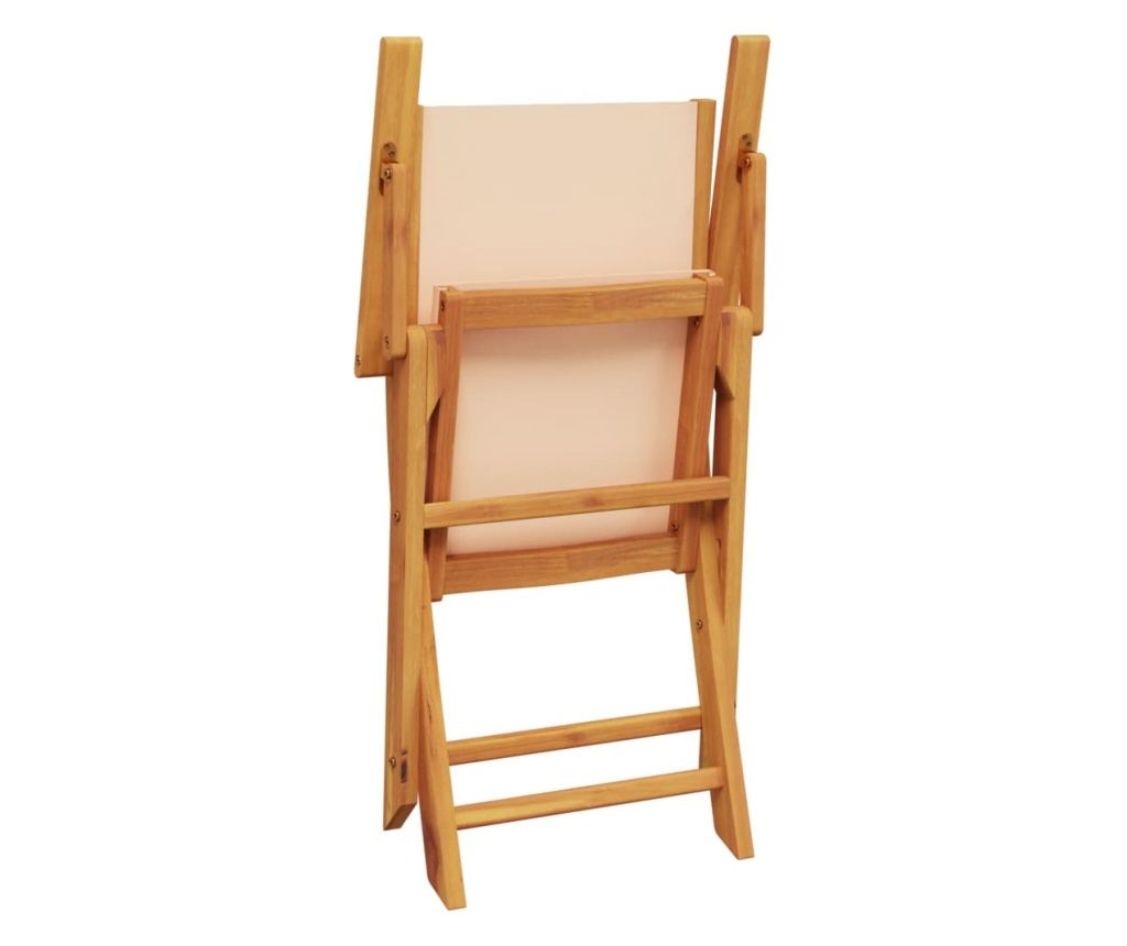 3dílný bistro set béžový textil a masivní dřevo - 7