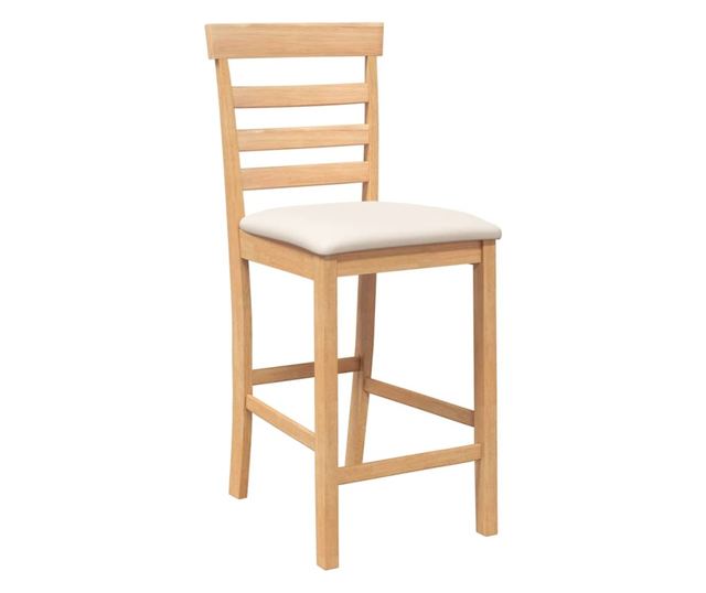 Barski stoli z blazinami - 2 kosa masivnega lesa kavčukovca - naravna