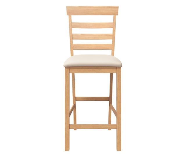 Barski stoli z blazinami - 2 kosa masivnega lesa kavčukovca - naravna