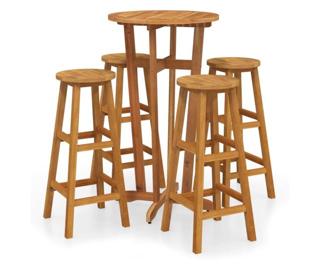 Градински комплект мебели, 5 части, масивно дърво акация