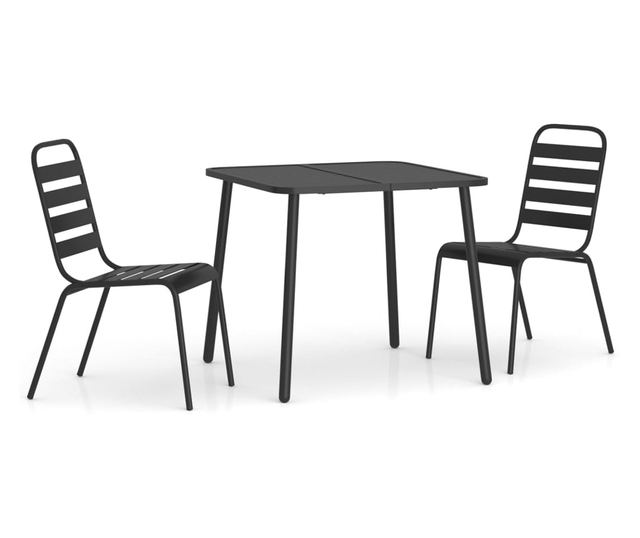 Комплект градински мебели, 3 части, антрацит, стомана