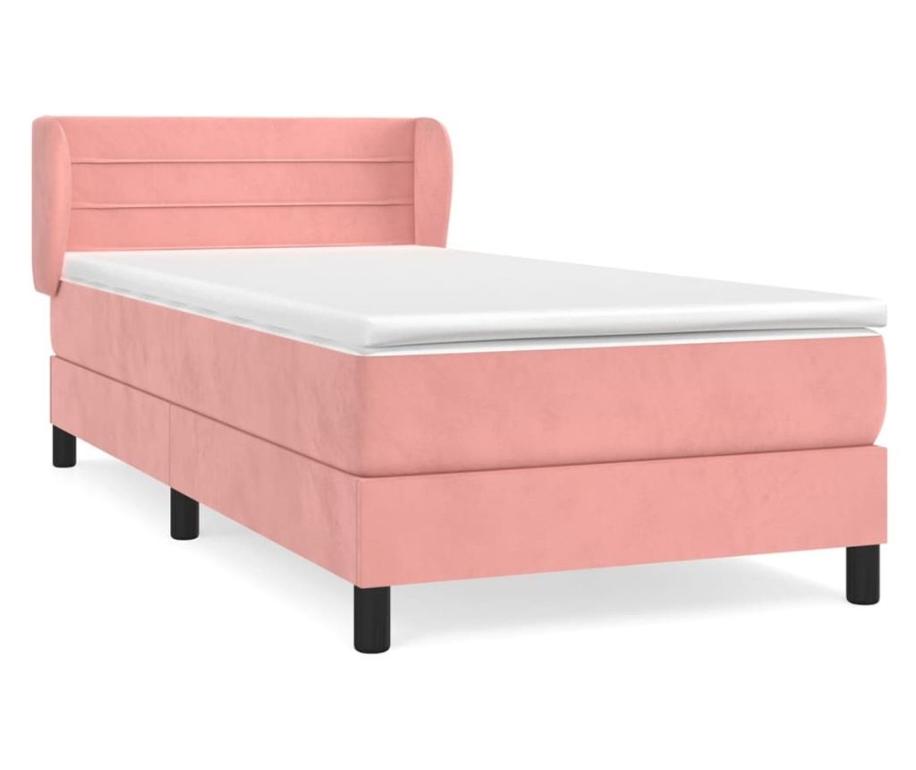 Боксспринг легло с матрак, розово, 80x200 см, кадифе - 2
