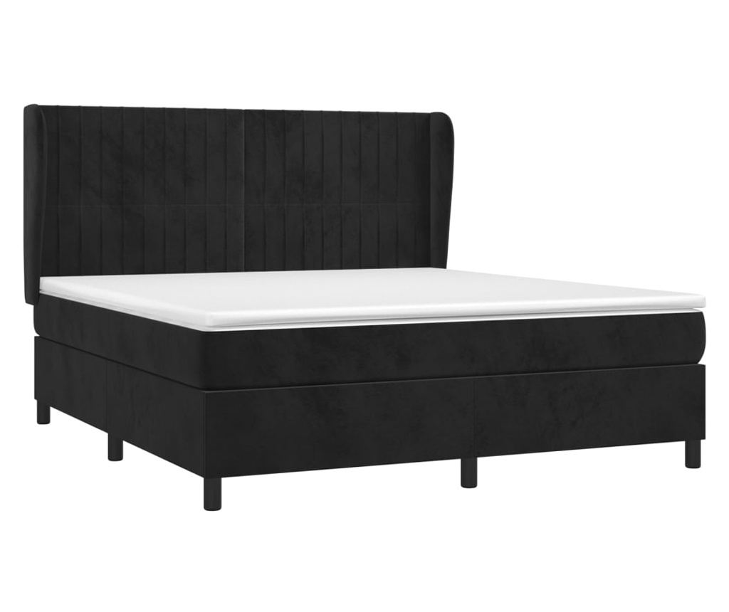 Boxspring postelja z vzmetnico, črna, 180x200 cm, žamet - 3
