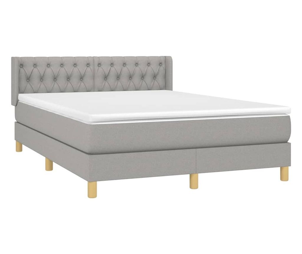 Box krevet s madracem, svijetlo siva, 140x190 cm, tekstil - 3