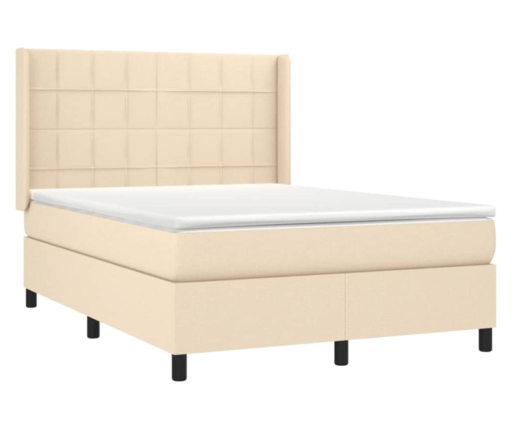 Континентално легло с матрак, кремаво, 140x200 см, текстил - 3