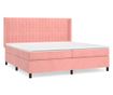 Боксспринг легло с матрак, розово, 200x200 см, кадифе thumbnail 2