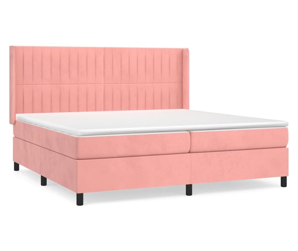 Боксспринг легло с матрак, розово, 200x200 см, кадифе - 2
