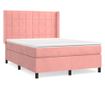 Боксспринг легло с матрак, розово, 140x200 см, кадифе