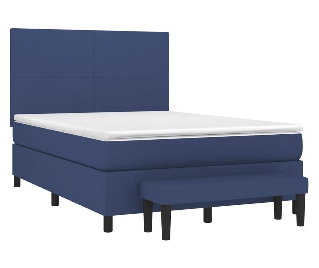Боксспринг легло с матрак, синьо, 140x200 см, плат - 3