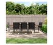 Градински комплект мебели, 9 части, Черен, Текстилен и Стоманен thumbnail 1
