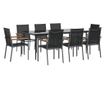 Градински комплект мебели, 9 части, Черен, Текстилен и Стоманен thumbnail 3