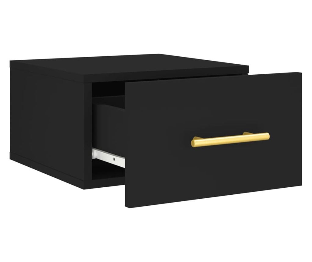 Стенна нощна шкафка, черна, 35x35x20 см - 6