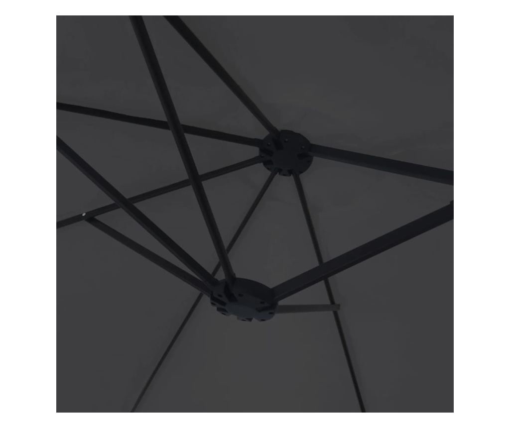 Dvouhlavý slunečník s LED diodami, černý, 449x245 cm - 8