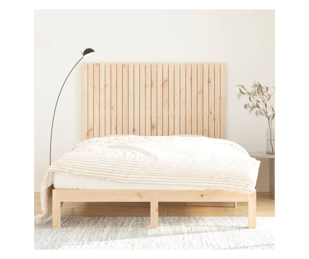 Табла за легло за стена, 159.5x3x110 см, Масивна борова дървесина - 3