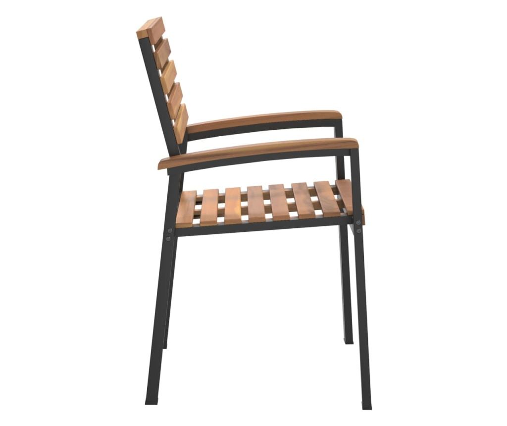 Градински столове за подреждане, 4 бр., масивна акациева дървесина и метал - 5